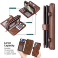 thumbnail image 3 of ShieldFlex Wallet Case Compatible with Samsung Galaxy S25 Plus 5G, 13-Card Holder Soft PU Leather Crossbody Wallet Zipper Pocket Magnetic Detachable Phone Cover Fit for Galaxy S25+,Brown (3 IN 1), 3 of 8