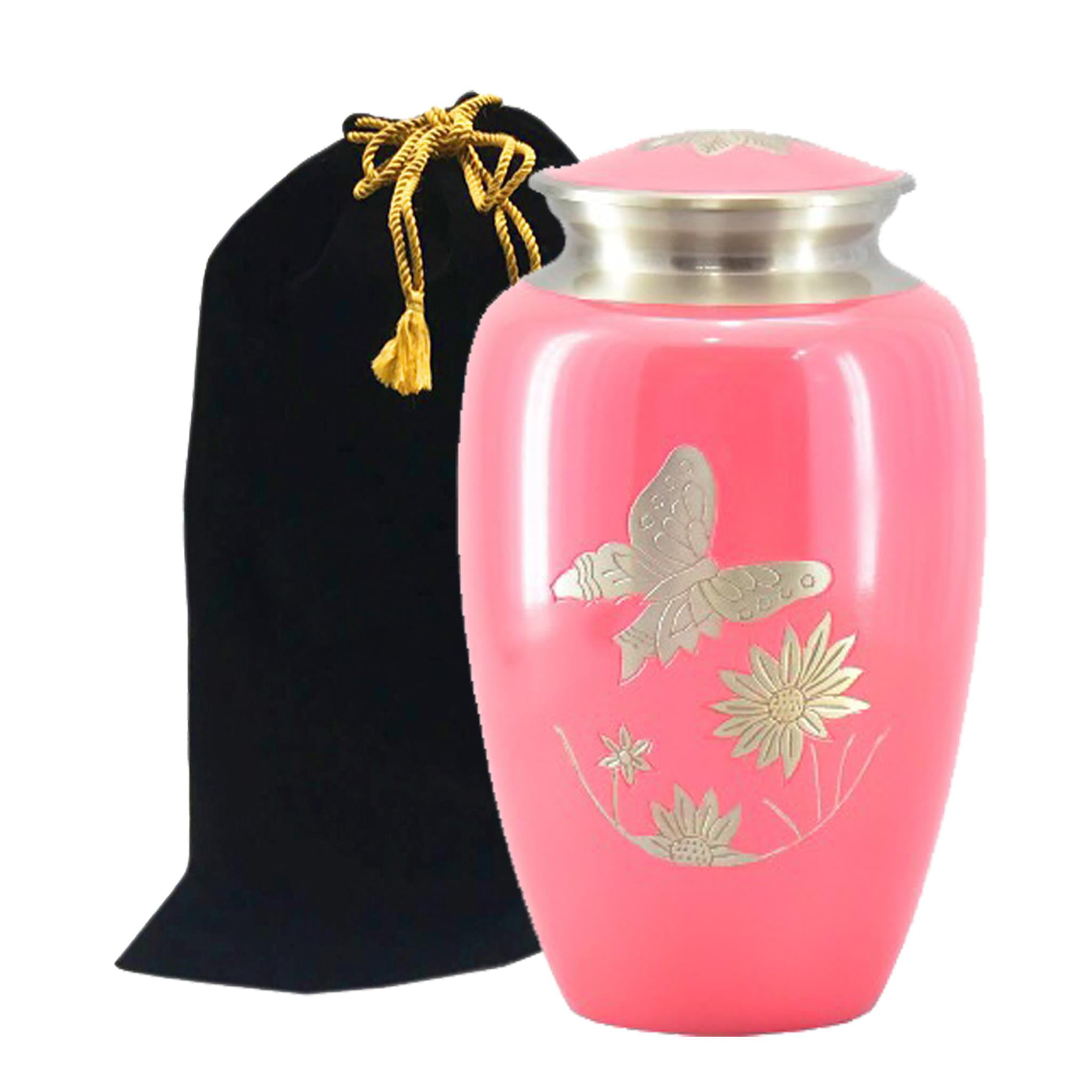Pink Butterfly Garden Brass Cremation Urn Beautifully Handcrafted