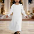thumbnail image 3 of LYHaoo Elegant Girls Dress With Floral Lace Hem And Round Neck Pure Color Party Gown For And Celebrations，Girls A Line Dresses Sizes 5-6 Years White, 3 of 5