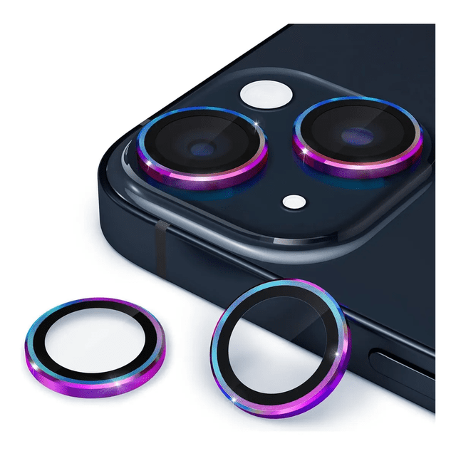 Mica Aros Cámara Tornasol Para iPhone 16Pro/16ProMax, Protector de Lente Mica (Aros) compatible con iPhone 16Pro/ProMax - Vidrio Templado y Borde Tornasol.