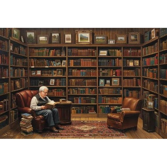 300 Piece Jigsaw Puzzle Charles Wysocki - The Bookstore - Jigsaw for Active Thinking Party Entertainment,Challenging and Stimulating Puzzle Game,Funny Gifts