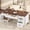 Brown and white, variant on Executive Desk with File Drawers, Farmhouse Home Office Desk with Charging Station, 60 in Wooden Computer Desk with Cabinet Storage for Work Study Writing