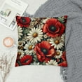 thumbnail image 2 of COMIO Red Poppy Throw Pillow Covers Romantic Garden Flowers Red Poppies with White Daisies Green Leaves Insect Bee Design Pillow Cushion Cover Decor Outdoor Sofa(RP-Poppies), 2 of 5