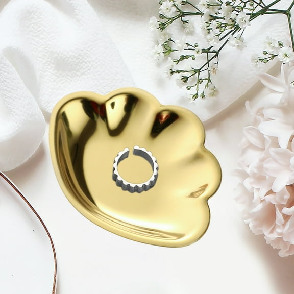 Hovmgk Jewelry Tray for Small Bedroom, Metal Storage Organizer for Home, Cosmetic Tray for Rings & Earrings, Gold & Silver Stylish Storage Dish for Bedroom or Bathroom