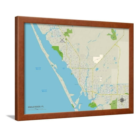 Political Map of Englewood, FL Framed Print Wall Art