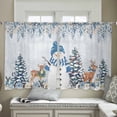 thumbnail image 4 of Blue Christmas Semi Sheer Curtains 54 Inch Length 2 Panels Set,Snowman Elk Eucalyptus Xmas Tree Poinsettia Sheer Kitchen Curtain Voile Window Curtain for Living Room Bedroom Rod Pocket Drapes, 4 of 7