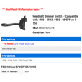 thumbnail image 2 of Headlight Dimmer Switch - Compatible with 1992 - 1993, 1995 - 1997 Ford F-150 1996, 2 of 2