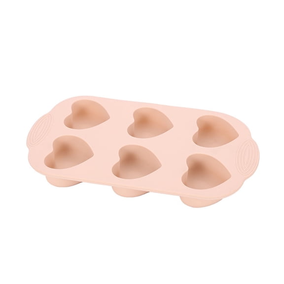 Heart Shaped Cake Pan 6 Cup, Pink Mini Heart Baking Pan with Premium Nonstick Coating, Carbon Steel Cupcake Mold for Desserts, Gifts & Everyday Baking,Muffins, Mini Cakes.