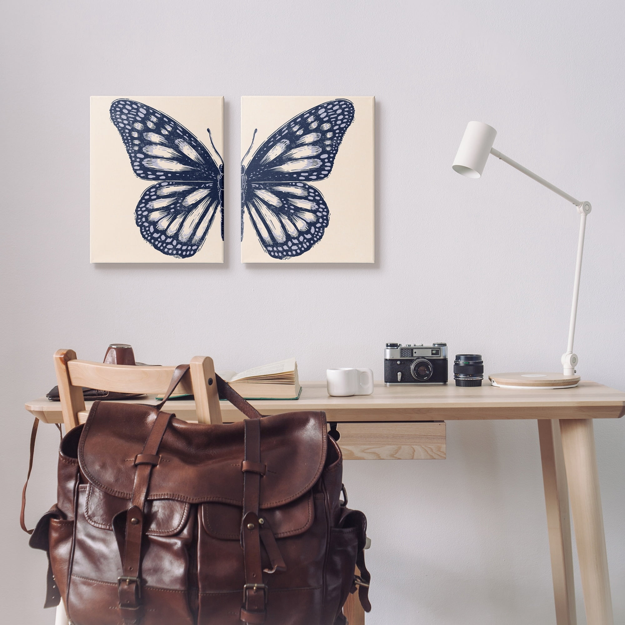 Stupell Industries Intricate Butterfly Wings Detail Bold Insect Drawing Graphic Art Gallery Wrapped Canvas Print Wall Art, Set of 2, Design by Caroline Alfreds