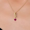 thumbnail image 3 of Gem Stone King 14K Yellow Gold Red Created Ruby and Lab Grown Diamond Pendant Necklace for Women | 0.63 Cttw | Gemstone July Birthstone | Heart Shape 5MM | With 18 inch Chain, 3 of 6
