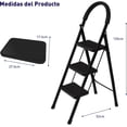 thumbnail image 2 of Escalera Plegable Multifuncional Bluelander, Tubular 3 Peldaños, Antideslizante, Negro, 2 of 5