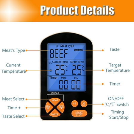 Wireless LCD Thermometer For BBQ Wireless Grill Meat Kitchen Oven Food