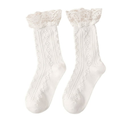 

CHOMOEN Women Sweet Ruffle Frilly Lace Ankle Socks Japanese Lolita Kawaii Twist Floral Striped Jacquard Patterned Princess Bowknot Cotton Short Crew Hosiery