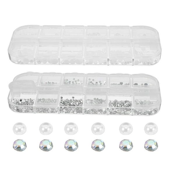 GOOHOCHY cajas de adornos para uñas, decoraciones para uñas de mujer, joyas artísticas de manicura, decoración de uñas de niña con perlas.