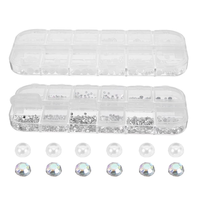 2 cajas de adornos para uñas, pequeños adornos para manicura con perlas, suministros para uñas de niñas.