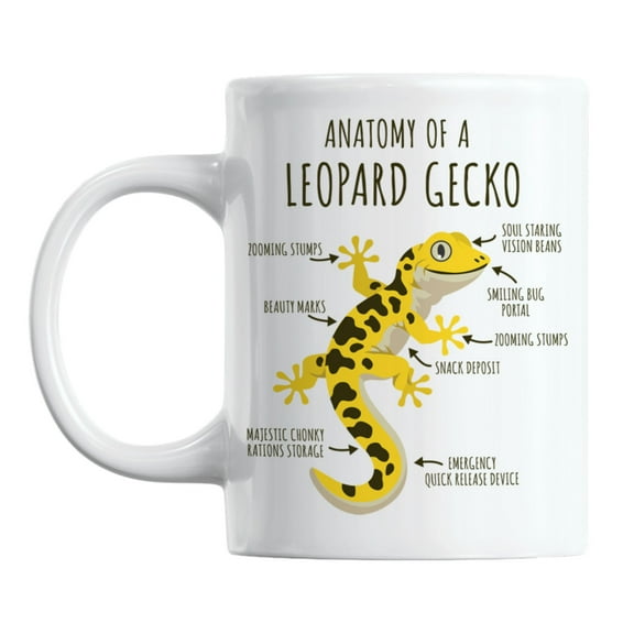 Funny & Cute Leopard Gecko Lizard Coffee & Tea Mug Cup for Reptile Lover (11oz)