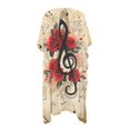 thumbnail image 2 of HELLHERO Short Sleeve Women's Kimono Swimwear and Shawl for Beach High Quality Fabrics Long Long Kimono Swimsuit Cover Up Rose and Musical Note Pattern Design, 2 of 6
