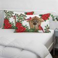 thumbnail image 3 of Christmas Pillow Covers, Linen Long Throw Pillow Case, Red Cardinal Poinsettia Hut Berry Pine Needles Holiday Pillow Protector Decorative Cushion Cover for Living Room/Bedroom 20" x 36", 3 of 8