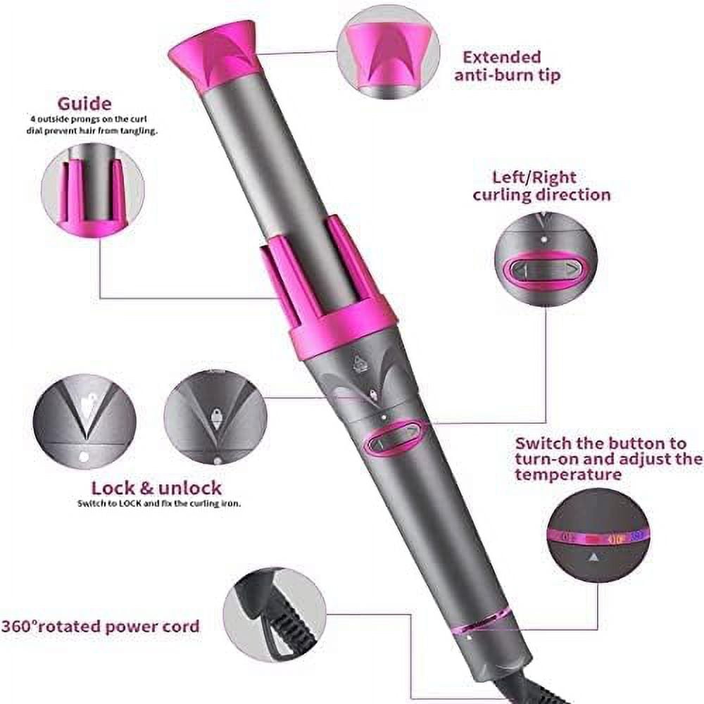 Professional 3 in 1 Auto Rotating Hair Curler Curling Wand Rollers with 3 Interchangeable Ceramic Barrels, Instant Heat Up, Fast Styling Dual Voltage Salon Tool