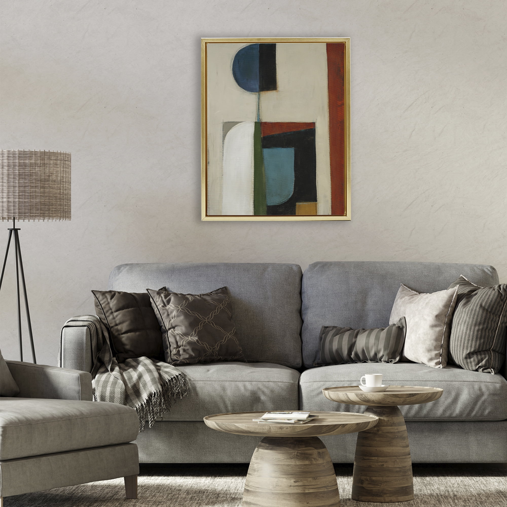 Stupell Industries Balanced Abstract Structure Gold Framed Floater Canvas Wall Art, design by Kippi Leonard