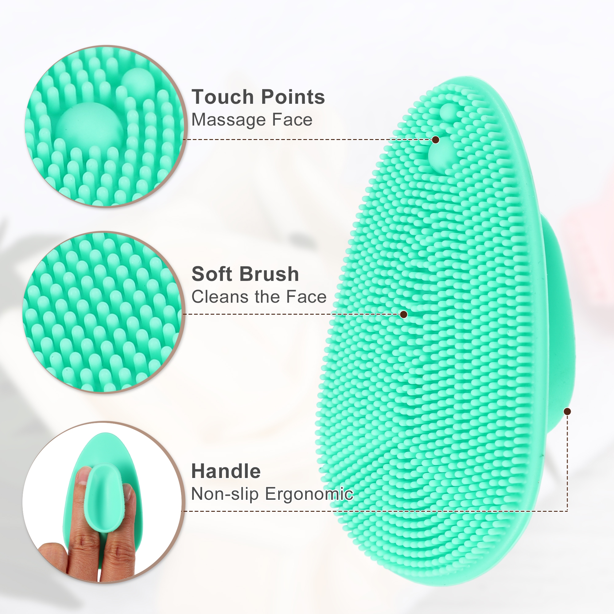 Unique Bargains Silicone Face Scrubber Exfoliator Cleansing Brush Green