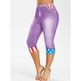 thumbnail image 1 of Más el tamaño de la bandera americana Imprimir recortada Jeggings 3D Rosegal Leggings de talla grande, 1 of 5