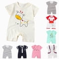 thumbnail image 4 of KPOPLK Baby Romper with Pattern Clothes Short Sleeve Cotton Jumpsuit Soft Bodysuit Onesie Unisex for 0-24M Size 0-6 Months,White, 4 of 4