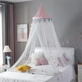 thumbnail image 1 of Baby Crib Canopy, Blue Pink Stars Mosquito Net Curtain Canopy Dome Princess Bed Tent, Bedroom Decoration Dressing Reading Playhouse (Pink), 1 of 5