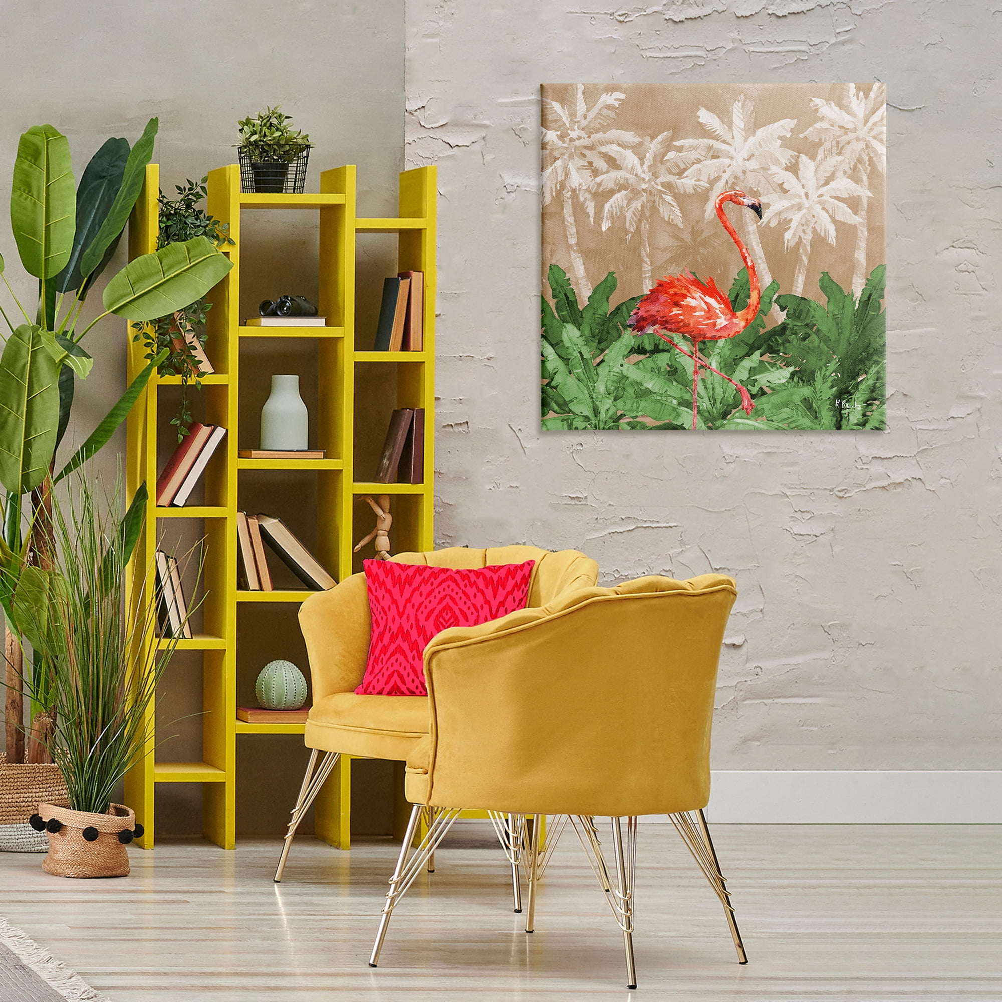Stupell Industries Jungle Life Flamingo Animals & Insects Painting Gallery Wrapped Canvas Art Print Wall Art, 30 x 30