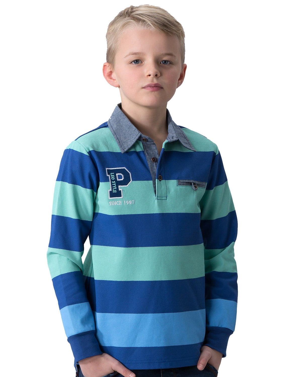 Leo&Lily Leo&Lily Big Boys' Kids Yarn Dyed Polo Shirts Chambary