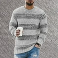 thumbnail image 2 of IROINNID Men's Sweater Round Neck Long Sleeve Jumper Mid-Length Stripes Casual Pullover Ribbed Hem Sweater, 2 of 3