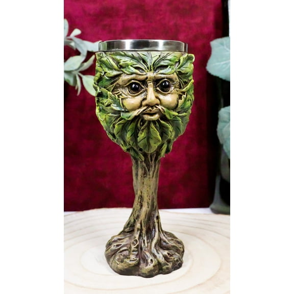 Ebros Whimsical Forest Spirit Greenman Deity Wine Goblet Chalice Cup 6oz