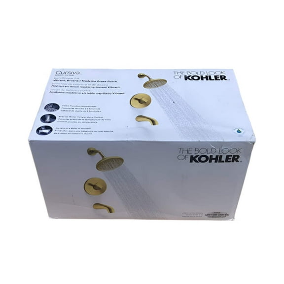 KOHLER Cursiva Single-Handle 3-Spray Tub and Shower Faucet 1.75 GPM in Vibrant Brushed Moderne Brass (Valve Included)