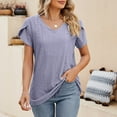 thumbnail image 2 of TAGOLD Womens Summer Plus Size Tops,Tops for Womens,Fashion Womens Casual Solid Color V Neck Short Sleeve Tops Loose Blouses, 2 of 5