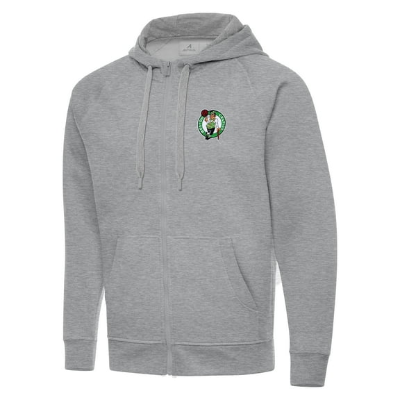Men's Antigua Heather Gray Boston Celtics Big & Tall Victory Full-Zip Hoodie Jacket