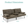 thumbnail image 7 of Best Choice Products Modern Faux Leather Convertible Futon Sofa w/ Removable Armrests, 2 Cupholders - Gray, 7 of 7