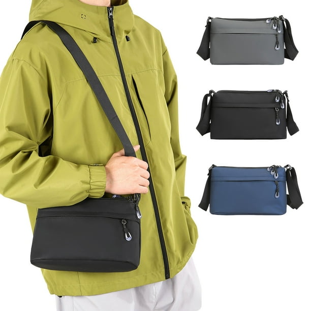 Mochila de hombro en el pecho impermeable con bolso cruzado | Motriz mensajero ligera y duradera | Bolsa de ocio para viajes al aire libre con múltiples compartimentos | 27x17x9cm | Negro, azul