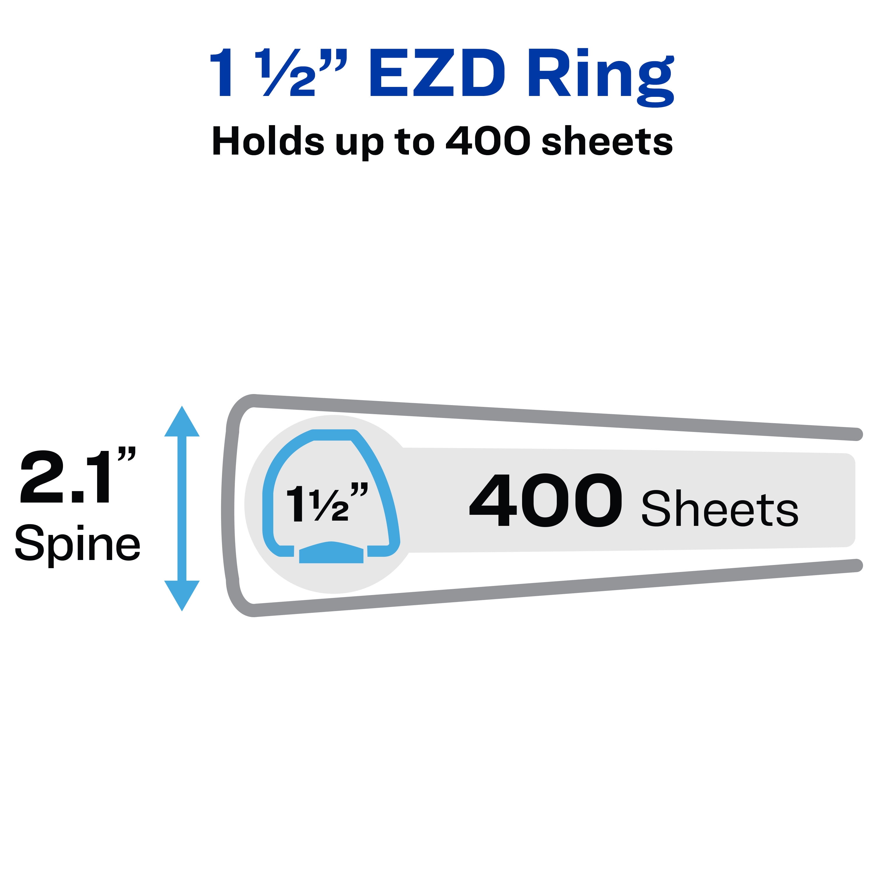 Avery Heavy-Duty Binders, 1.5 inch Rings, 2 Black Binders (46046)