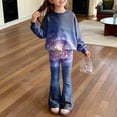thumbnail image 2 of Ccpelsie Toddler Baby Girl Clothes Fall Winter Kids Outfit Floral Crewneck Sweatshirt Bell Bottom Pants Set(Pink,4-5 Years), 2 of 8