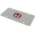 thumbnail image 3 of Honda Red Filled Chrome 3D Logo on Brushed Stainless Steel License Plate, 3 of 5
