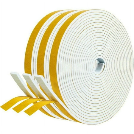 

Adhesive seal Door entrance Window 3 rolls 12mm x 3mm x 5m Rubber foam insulation seal Shockproof seal Against drafts Protection Furniture Wall Handle -White foam yellow film