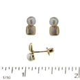 thumbnail image 2 of 18K Solid White and Yellow Gold Square and Pearl Covered Screwback Earrings, 2 of 3