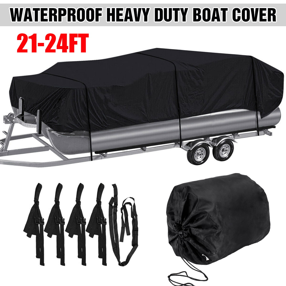 Maxiii Pontoon Boat Cover Waterproof All Weather Protecter UV-Rays Dust Resistant Protection Non-Abrasive Lining Heavy Duty 210D Fabric Cover
