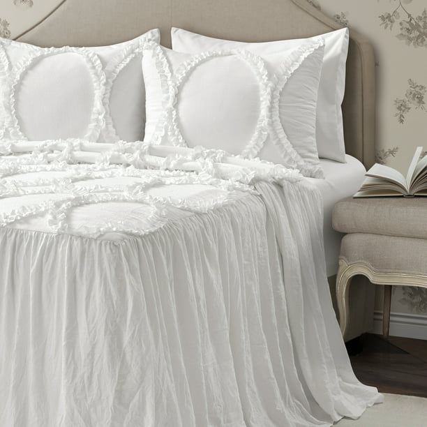 Lush Decor Riviera Ruffle Detail, White Ruffle King Bedspread