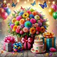 thumbnail image 1 of 5D Diamond Painting Kit — "Floral Skull" Pattern, Full-Drill Round Crystal Art (Complete Accessory Set Included), DIY Wall & Home Decor. Size: 12 x 16 Inches (30 x 40 cm, Unframed).,A, 1 of 4