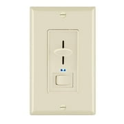 Maxxima Dimmer Electrical Light Switch - Featuring Blue Indicator Light, LED Compatible, 3-Way/Single Pole Use, 600 Watt Max, Dimmable Lamp and Lighting Control, Wall Plate Included - Ivory