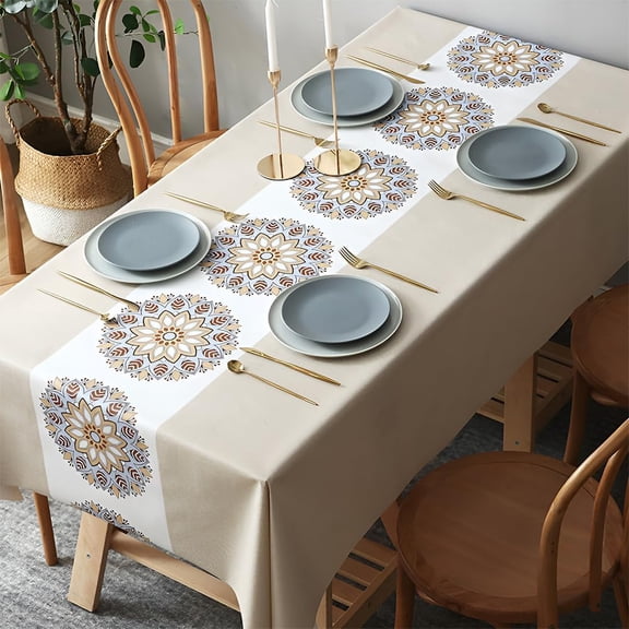 TPBSITNS Floral Tablecloth, Waterproof Spill Proof Wrinkle Resistant Table Cover, Flower Wipeable Oil-Proof Table Protector for Dining Room, Cafe, Kitchen, Tabletop Decoration (Rectangular)