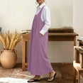 thumbnail image 5 of Qiopertar Women's Casual Solid Color Sleeveless Strap Dress Round Neck Jumper Dress Spring Summer Beach Vacation Comfy Relaxed Fashion, Purple M, 5 of 7