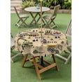 thumbnail image 4 of Outdoor Tablecloths with Umbrella Hole & Zipper, Cartoon Tractor Round Tablecloths 60 Inch, Cute Digger Shovel Truck Car Khaki Waterproof Table Cloth, Patio/Pool/Picnic Table Covers, 4 of 8
