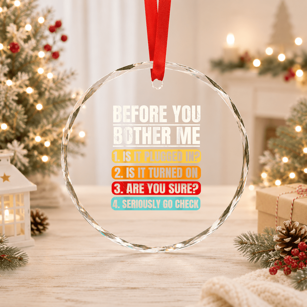 Tech Support Retro Vintage Help Desk It Call Center Glass Ornament